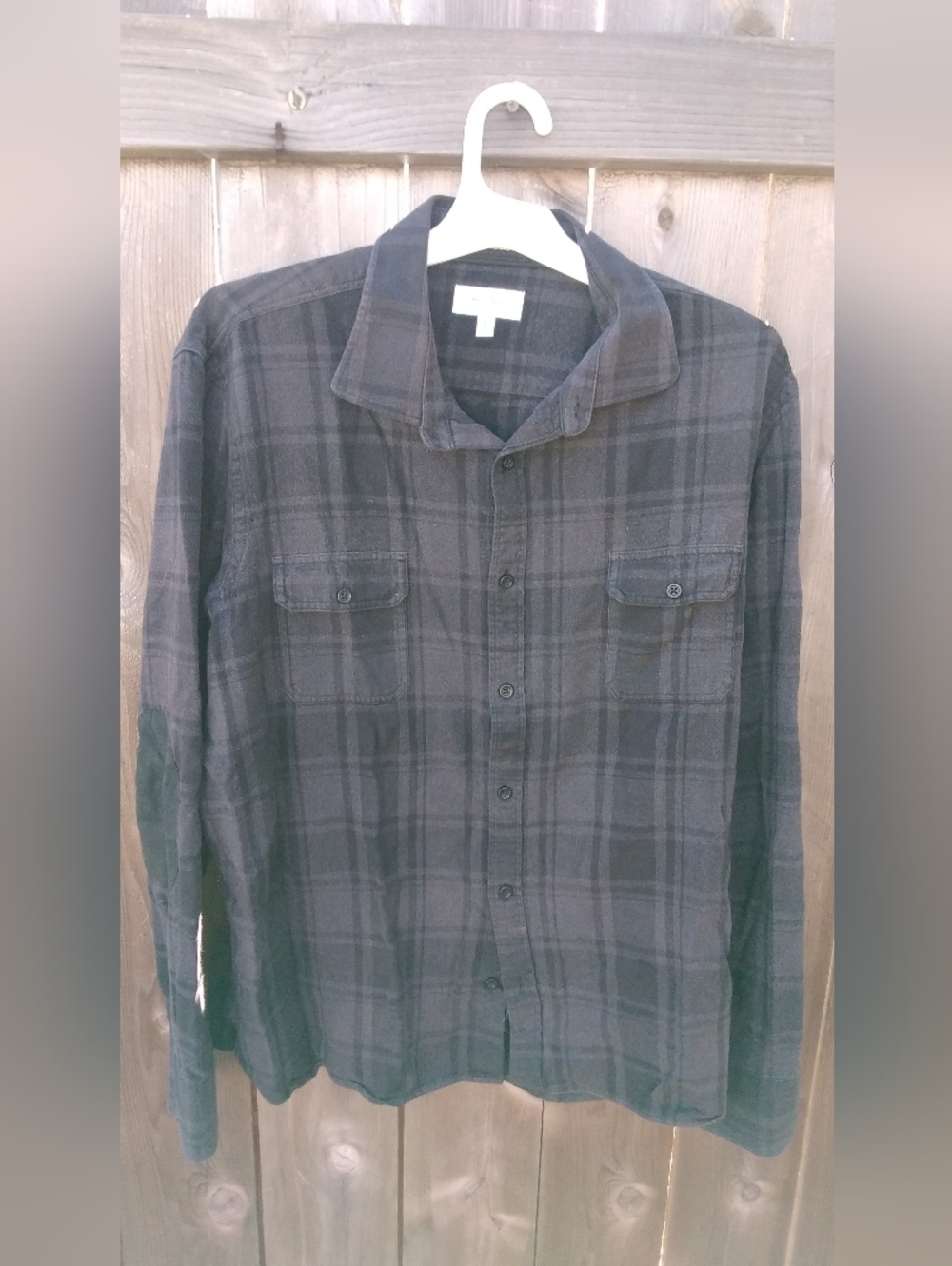 John W. Nordstrom Supima Cotton XL Black and Charcoal Plaid Flannel Shirt